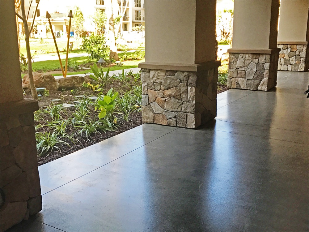 Concrete Water-Based Stain Hotel Exterior Walkway