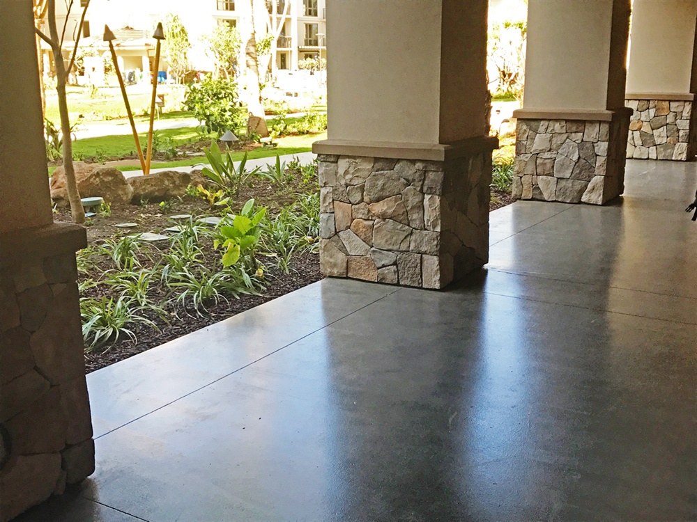 Concrete Water Based Stain Matches Hawaii Resort Tile