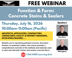 AIA Webinar_Concrete Stains & Sealers_071626_Flyer Webinar - Function & Form: Concrete Stains & Sealers