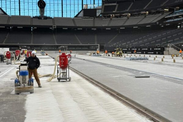 tempercrete-urethane-cement-allegiant-stadium-flooring-progress Allegiant Stadium event floor finished with Westcoat Temper-Crete